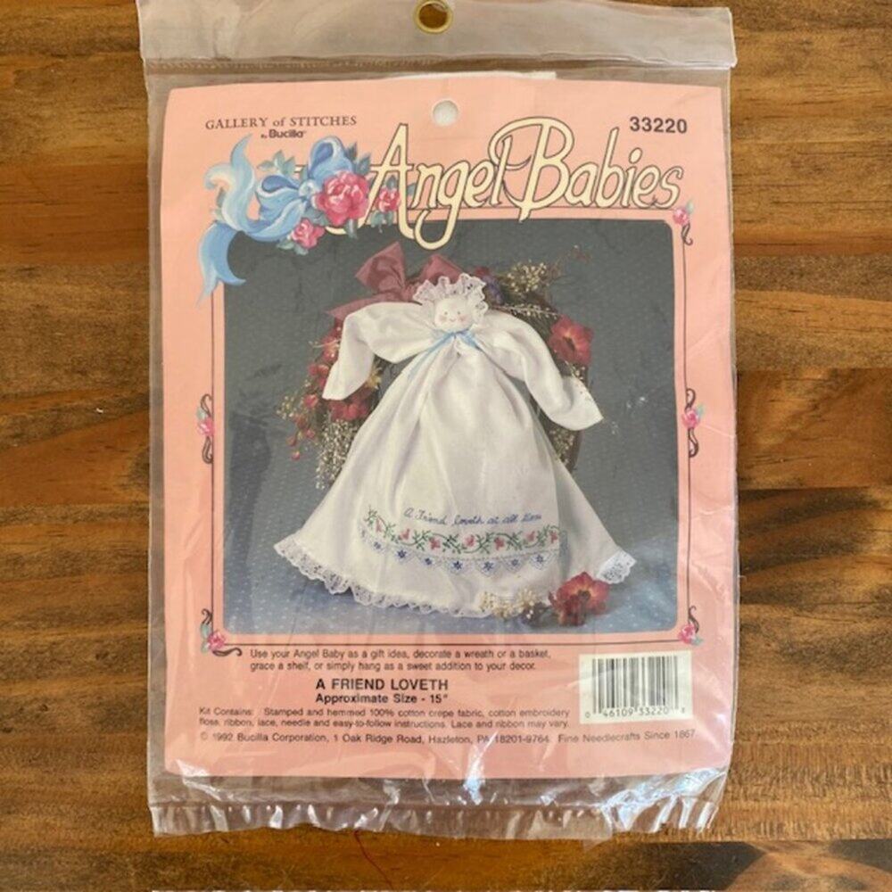 VTG 1992 Gallery of Stitches by Bucilla Angel Babies 33220 A friend Loveth Kit
